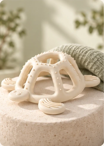 Silikon Beißring – Turtli in Oat Cream – Kampagnenmotiv
